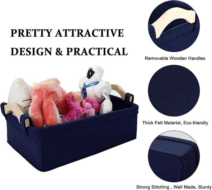 Rectangle Storage Baskets Navy Blue Storage Baskets Soft Decorative Storage Baskets Nursery Storage Basket Bins for Books Magazines Album Dog Toys Bra Socks Storage Bins Baskets