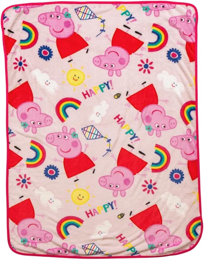 Franco Peppa Pig Kids Bedding Super Soft Cozy Silk Touch Throw, 40 in x 50 in, (Officially Licensed Product)
