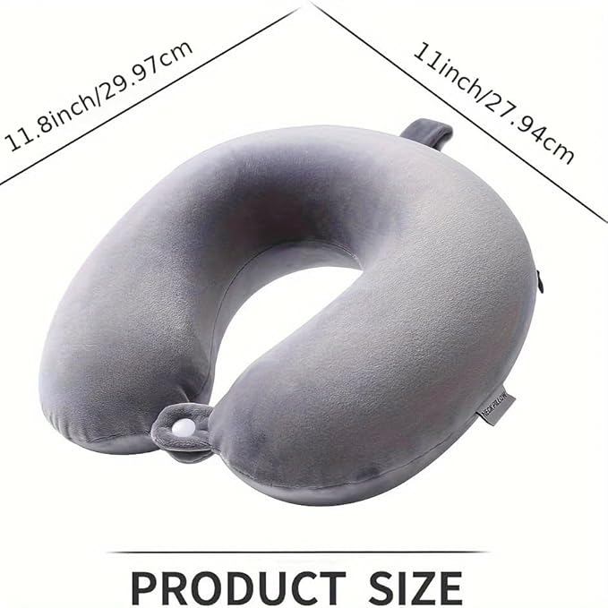 Travel Pillow Memory Foam Neck Pillow Support Pillow,Luxury Compact & Lightweight Quick Pack for Camping,Sleeping Rest Cushion (Grey)