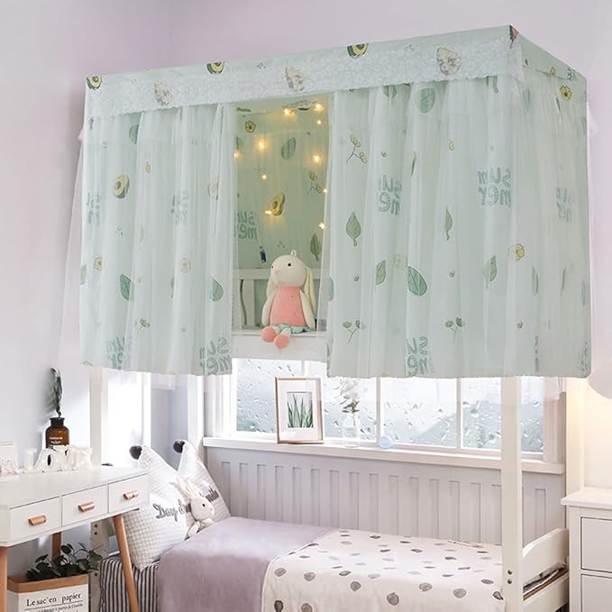 XGOPTS Dormitory Bunk Bed Privacy Curtains Students Single Bottom Bunk Bed Blackout Curtains Dustproof Cloth Bed Canopy Curtains Shading Mosquito Protection Nets Bedroom Tent Decor