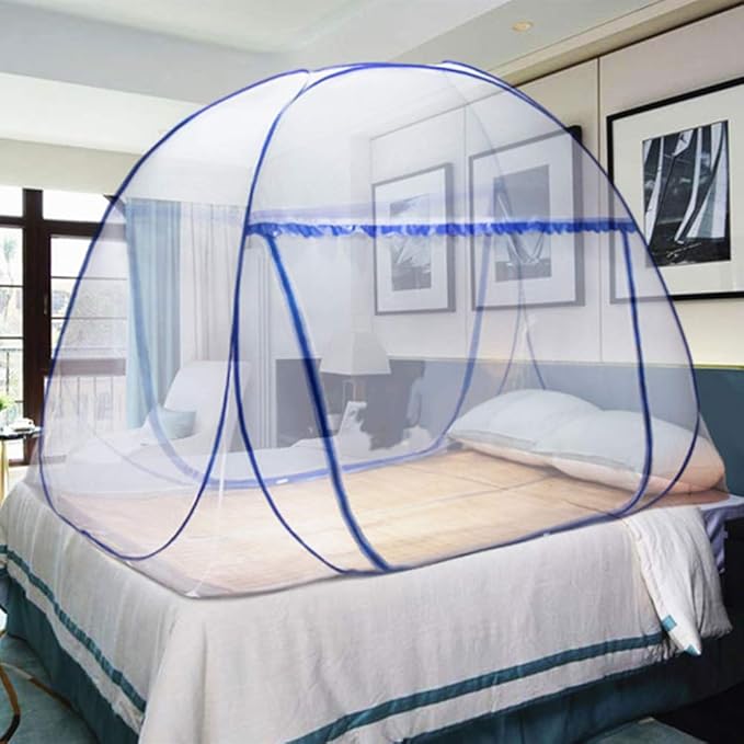 Pop-up Mosquito net Double Bed,L79 x W71 x H59 in Double Door Zip Portable Tent Travel Mosquito net Free-Standing use one Compartment to Install Suitable for Bedroom no Hooks no Chemicals.