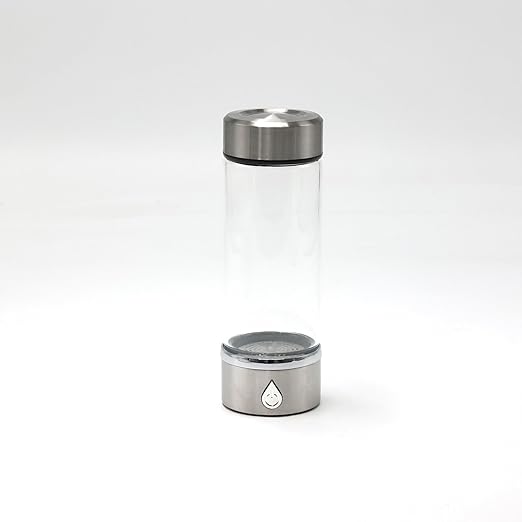 420-450 ml 2024 Glass Hydrogen Generator Water Bottle SPE PEM Technology Water Ionizer, Rechargeable Hydrogen Water Bottle, Hydrogen Rich Water Glass (Silver)