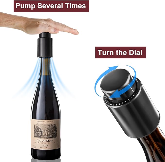 2-Pack Wine Stoppers for Wine Bottles Vacuum Wine Stopper Wine Bottle Stoppers with Time Scale Record Reusable Wine Preserver for Freshness Perfect Wine Gifts