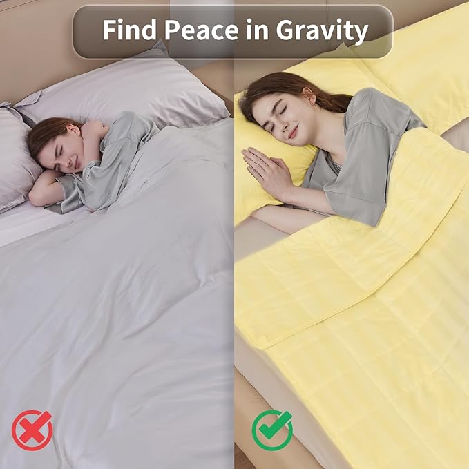 Weighted Blanket,3lbs Heavy Weighted Blanket 36"x48" Breathable Cooling Blanket, Summer Blankets Ultra Soft Comfort Blanket with Glass Beads for All-Season (Yellow)