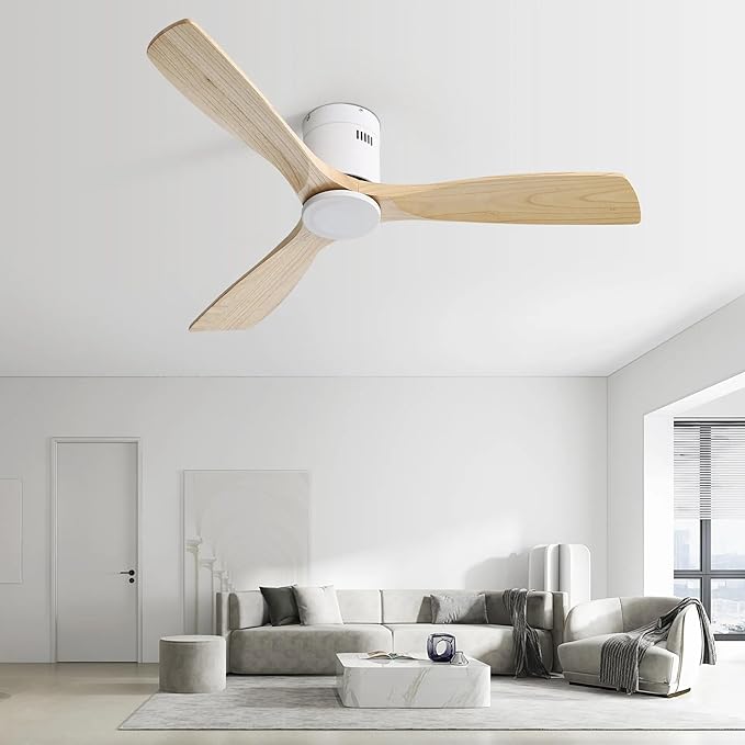 NicBex Ceiling Fan 52 Inch Ceiling Fans Without Light Ceiling Fan with 3 Blades and Remote Control Reversible DC Motor Ceiling Fan for Bedroom, Living Room, Natural White