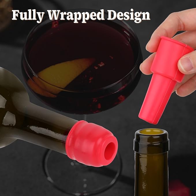 4 Pack Wine Stoppers Soft Silicone Bottle Sealer with Grip Top Reusable Beer Beverage Bottle Cover Wine Saver for Keeping Wine Champagne Fresh