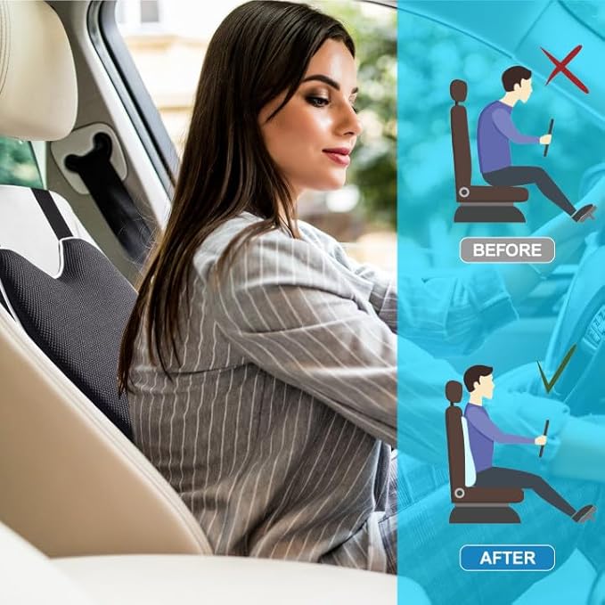 Lumbar Pillow for Car Lumbar Support for Office Chair, Memory Foam Back Cushion with 3D Mesh Cover, Car Seat Back Pillows for Back Pain Relief, Back Support Pillow for Car Truck Computer Desk