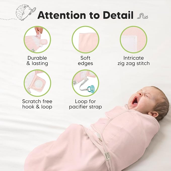 3-Pack Organic Baby Swaddle Sleep Sacks - Newborn Swaddle Sack, Ergonomic Baby Swaddles 0-3 Months, Swaddles for Newborns, Baby Sleep Sack,Baby Swaddle Blanket Wrap,Baby Essentials (ABC Land Rose)