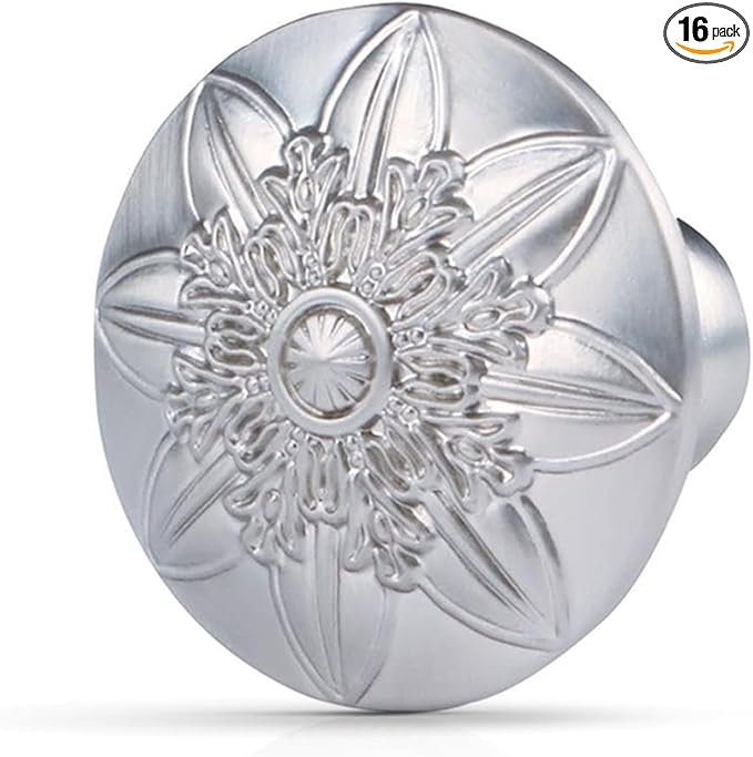 Cabinet Knobs 16 Pack,Brushed Nickel Zinc Alloy,1-2/5'' Round Knobs Handles for Cabinets and Drawers,Included Screws