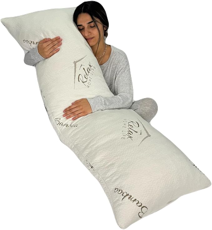 Ultra-Luxury Full Size Body Pillow All USA Best Shredded Memory Foam & Cool-Vent Viscose of Bamboo Cover | Long Cuddle Size for Pregnancy, Side, & Stomach Sleepers | Adult 20 x 54