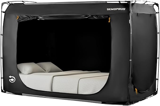 Bed Tent Twin Size, Bed Canopy Tents, Portable Sleeping Tents, Dream Tents for Adult and Kids, Breathable 70% Blackout Privacy Space, Canopy Tent for Bed with Three Doors (Mattress Not Included)