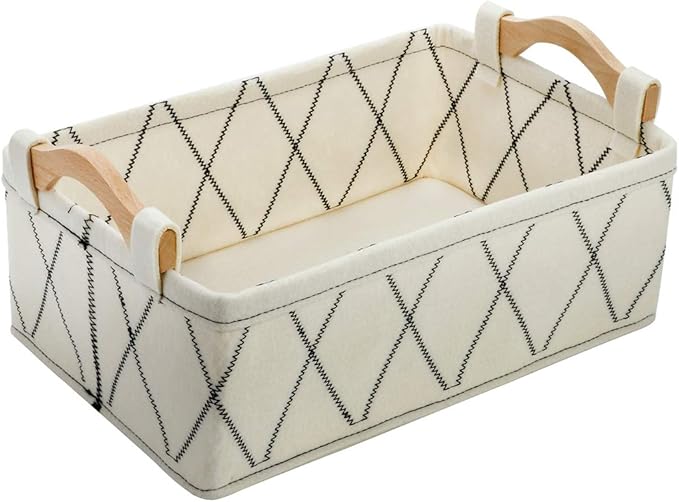 Small Basket Storage Baskets Bins Shelf Baskets Book Baskets Felt Storage Bin White Baskets for Organizing Toys Pet Toys Dippers Towels Toilet Cute Basket