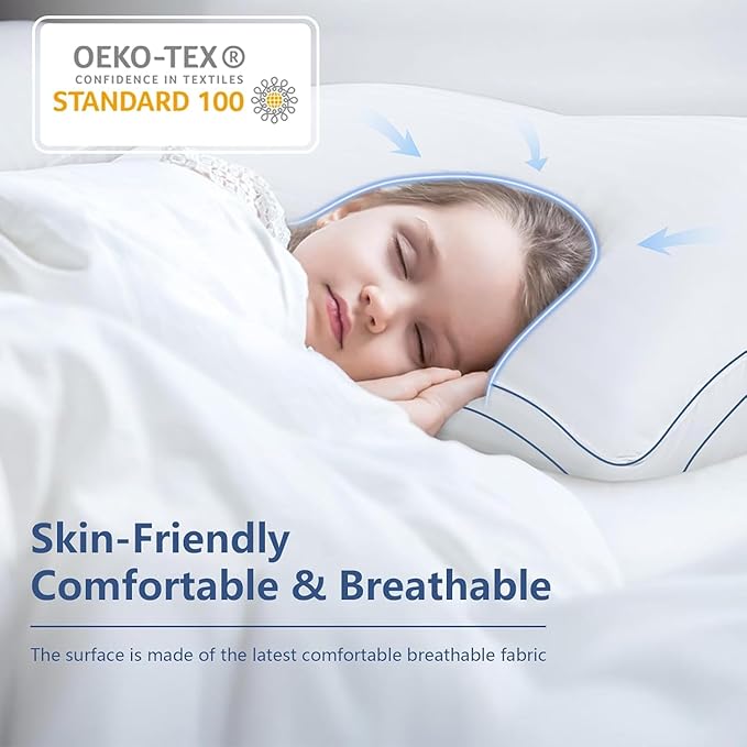 HARNY Bed Pillows for Sleeping, King Size Set of 2, Luxury Soft Hotel Quality and Supportive Down Alternative Microfiber Filled for Back, Stomach or Side Sleepers, Breathable & Skin-Friendly