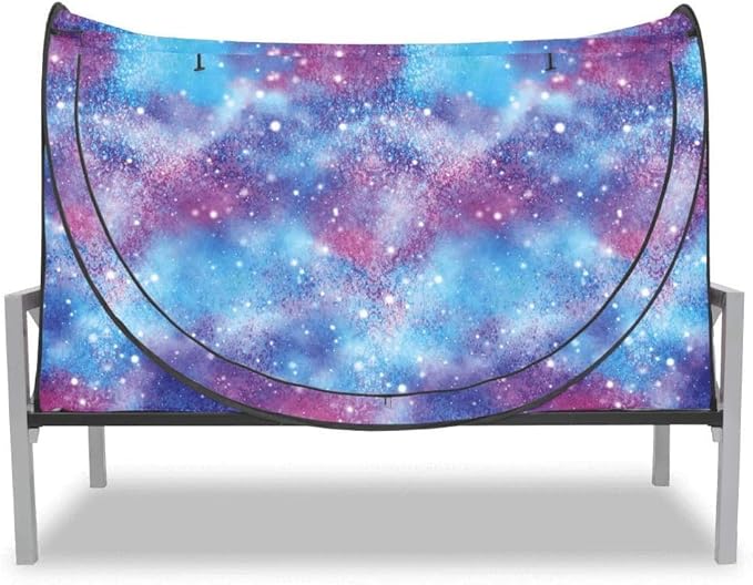 Privacy Pop up Eclipse Bed Tent Bed Drapes (Unicorn Galaxy, Twin)
