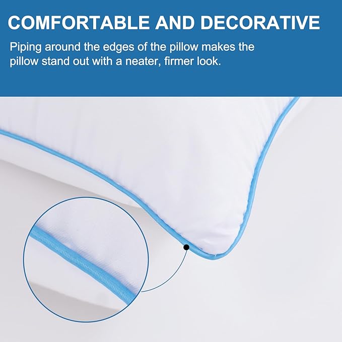 Uniqwamer Bed Pillows for Sleeping 4 Pack - Luxury Hotel Quality Pillows Queen Size Set of 4 - Cooling Pillows with Premium Plush Soft Down Alternative Fill for Back Side Sleepers