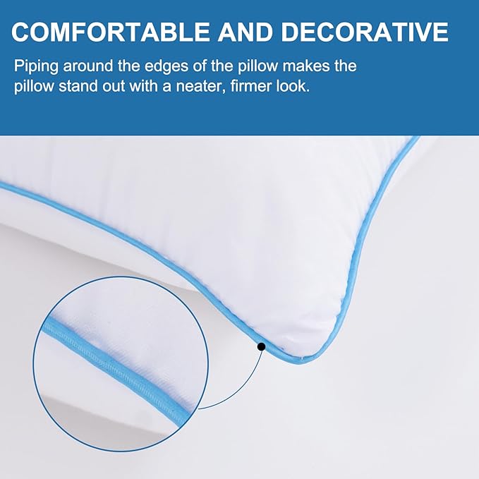 Uniqwamer Bed Pillows for Sleeping 4 Pack - Luxury Hotel Quality Pillows Standard Size Set of 4 - Cooling Pillows with Premium Plush Soft Down Alternative Fill for Back Side Sleepers