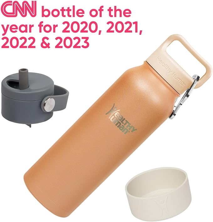 21oz Healthy Human Bottle Bundle with Insulated Bottle, Straw Lid & Bumper Boot - 21oz Mocha