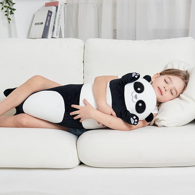 32 Inch Giant Panda Bears Stuffed Animal, Soft Large Long Pillow Doll,Cute Black Panda Plush Body Pillow Plushies Toy Gift for Kids, Boy and Girls Birthday