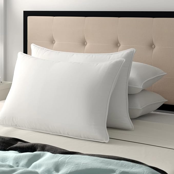 SILUI Extra Flat Soft Thin Pillows King Size Set of 2 Pack Bed Pillow with Down Alternative Fill for Side Back Stomach Sleepers, 20x36 Inches, White