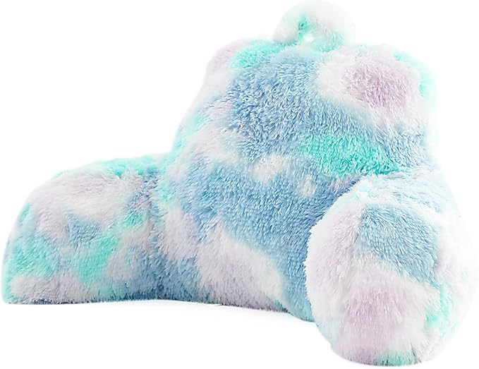 Stylish Ross Fur Adults & Kids Reading Pillow, Cozy Soft Bed Wedge Pillow with Premium Stuffing, Pastel Back Support Pillow Gift, Sit up Bolster Pillow with Arms, Bed Chair Back Cushion