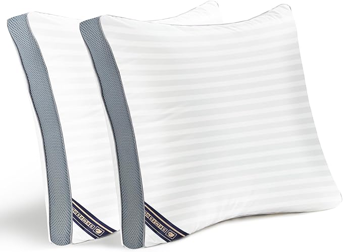 Luxury Cloud Bed Pillows for Sleeping, European Size Set of 2, Cooling Design with Premium Down Alternative Filled for for Back, Stomach or Side Sleepers