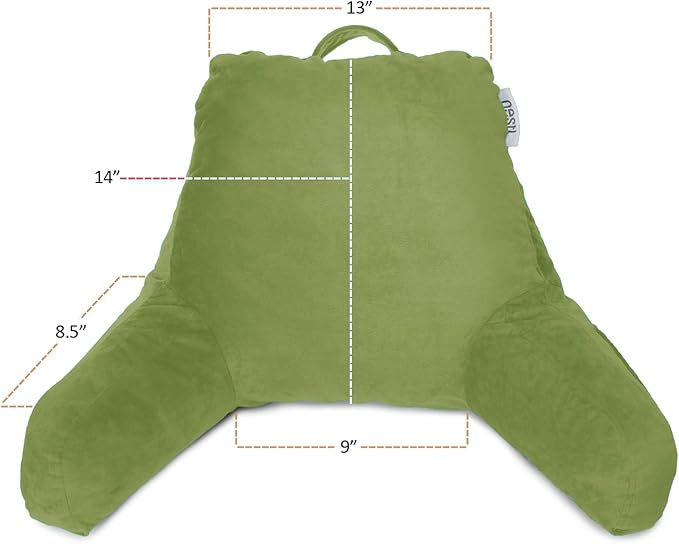 Nestl Reading Pillow for Kids, Small Bed Pillow, Back Pillow for Sitting in Bed, Memory Foam Chair Pillow, Reading & Bed Rest Pillows, Calla Green Back Pillow for Bed, Arm Pillow with Pockets