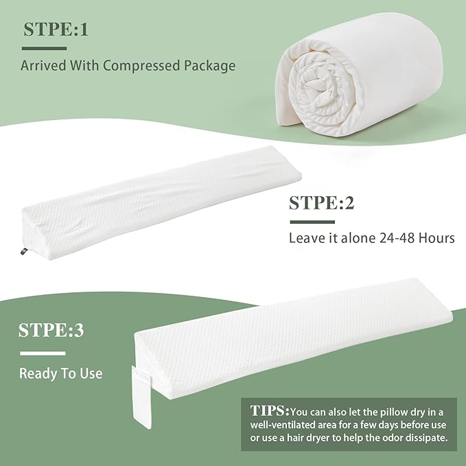 King Size Bed Wedge Pillow - for Headboard Gap/Headboard Pillow/Mattress Wedge /Bed Gap Filler (76"x10"x6") - Bloster Triangle Pillow for Sleeping To Fill Gap (0-8") Between Headboard and Mattress