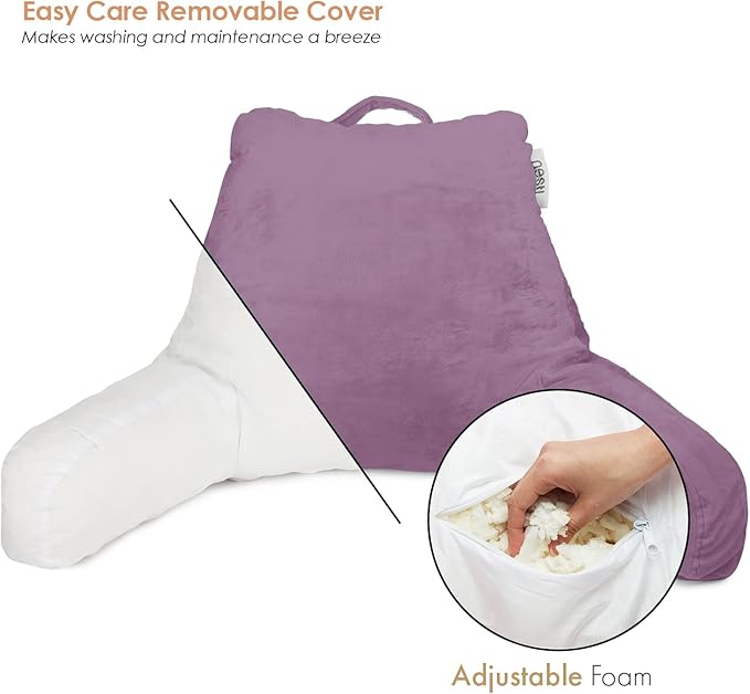 Nestl Reading Pillow for Kids, Small Bed Pillow, Back Pillow for Sitting in Bed, Memory Foam Chair Pillow, Reading & Bed Rest Pillows, Lavender Dream Back Pillow for Bed, Arm Pillow with Pockets