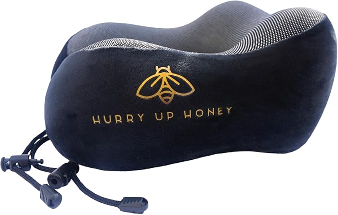 Travel Neck Pillow Memory Foam with Velvet Cover for Relaxing Journeys - Neck Pillow for Airplane,Car,Bus,Train,Comfortably Head Supports, Portable and Washable (Black)