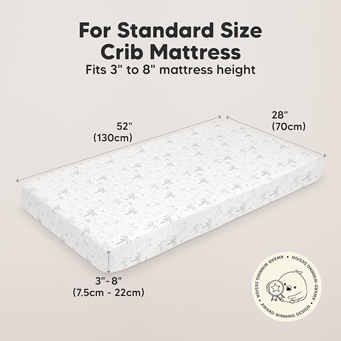 2-Pack Organic Crib Sheets for Boys, Girls - Jersey Fitted Crib Sheet, Baby Crib Sheets Neutral, Crib Mattress Sheet, Cotton Crib Sheets, Breathable Crib Sheet, Baby Mattress Sheets (DinoDood)