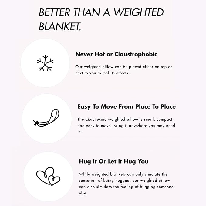 Quiet Mind The Original Weighted Pillow for Adults & Kids - (Medium, Chili Oil, 9 lbs) - Weighted Body Pillow - Alternative to Weighted Blanket - Enhanced Deep Sleep and Stress Relief - Hug Pillow