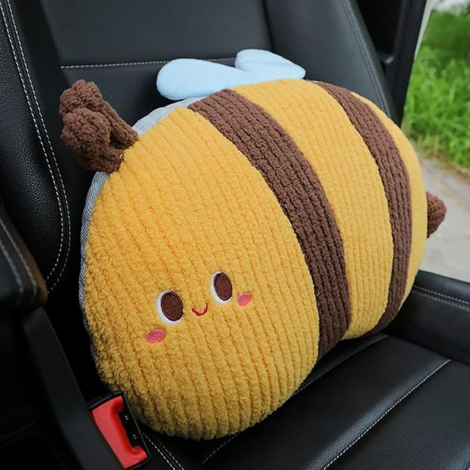 Bee-Shaped Car Lumbar Pillow Back Support Pillow for Car -1 PCS