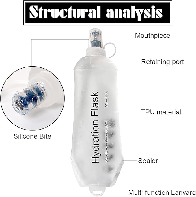 250 ml Transparent Frosted Texture Soft Flask, BPA Free, for Running, Hiking, Cycling, Folding Bottle