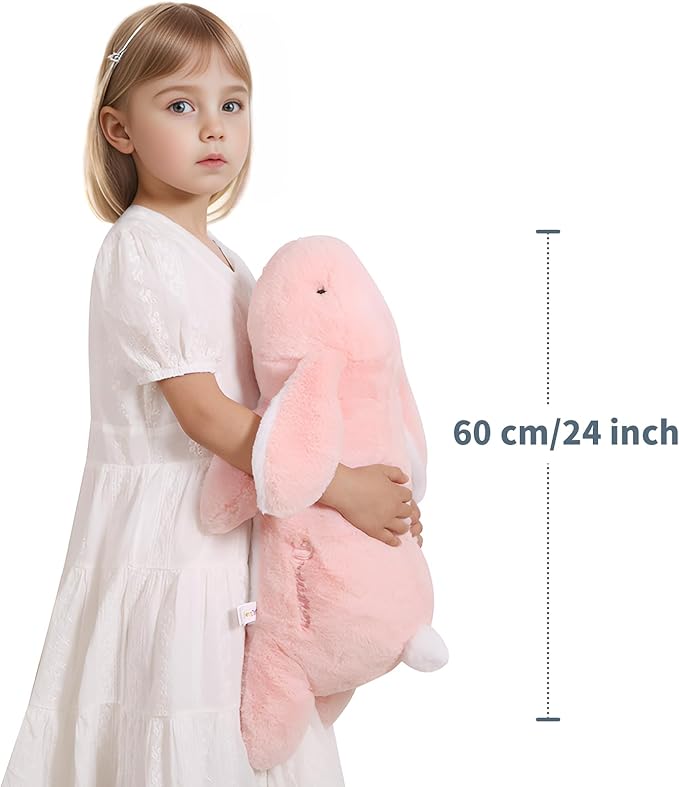 24 inch Cute Giant Weighted Bunny Plush Soft Body Pillow, Large Rabbit Weighted Stuffed Animals Toys plushies, Gift for Kids Girls and Boy, Birthday