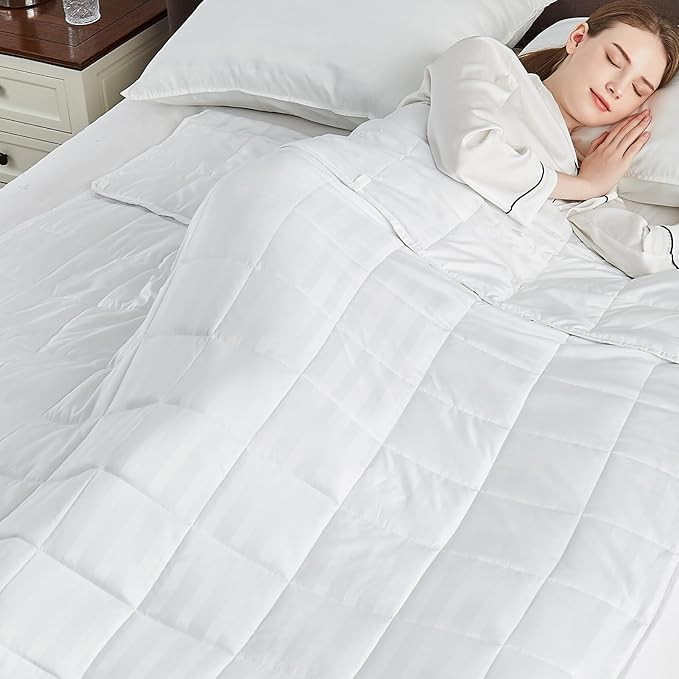 Weighted Blanket(36"x48" 3lbs) Weighted Blanket Cooling Blanket for Sleeping,Throw Size Breathable Blanket with Premium Glass Bead(White)