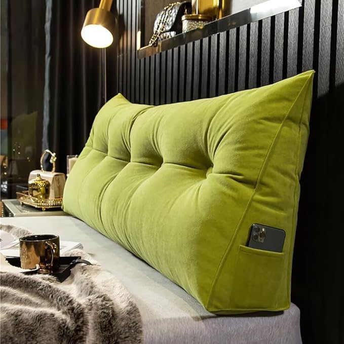 Triangular Headboard Pillow Wedge Pillow for Headboard Gap Headboard Pillow Twin Daybed Pillows Backrest Pillow with Side Pockets