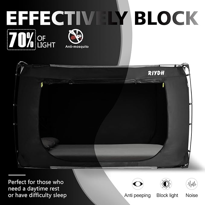 Bed Tent Bed Canopy Twin Size Tents for Adult and Kids- Portable Dream Tent Indoor Sleeping Tents 70% Blackout with 3 Doors Breathable Big Space Tents