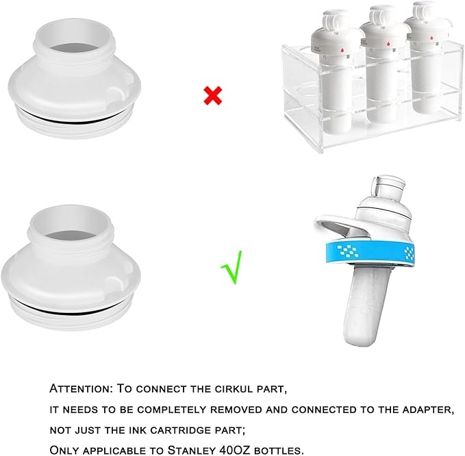 2PCS Bottle Adapter for Stanley Cup 40oz to Cirkul, Lid Cap Converter Accessories, Cirkul Stanley Adapter BPA Free Plastic, Food Grade Silicone Fits for Stanley Water Bottles(Black)
