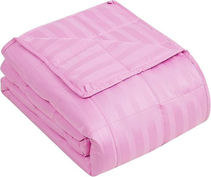 Weighted Blanket for Adult,20lbs Heavy Weighted Blanket 48"x72" Breathable Cooling Summer Blankets, Ultra Soft Cotton Comfort Throw Blanket with Glass Beads for All-Season (Pink)