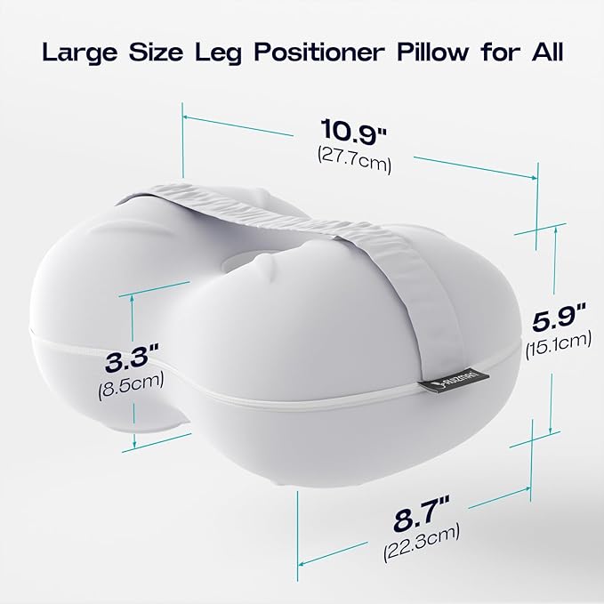 Cooling Leg Pillow for Side Sleeping - Pregnancy Knee Pillow with Strap - Memory Foam Knee Pillow for Side Sleepers Hip Pain Relief & Spine Alignment (Light Grey)
