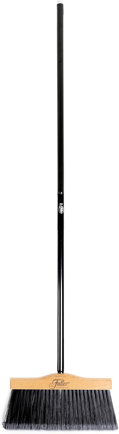 12” Upright Broom with 2 Piece Black Steel Threaded Handle