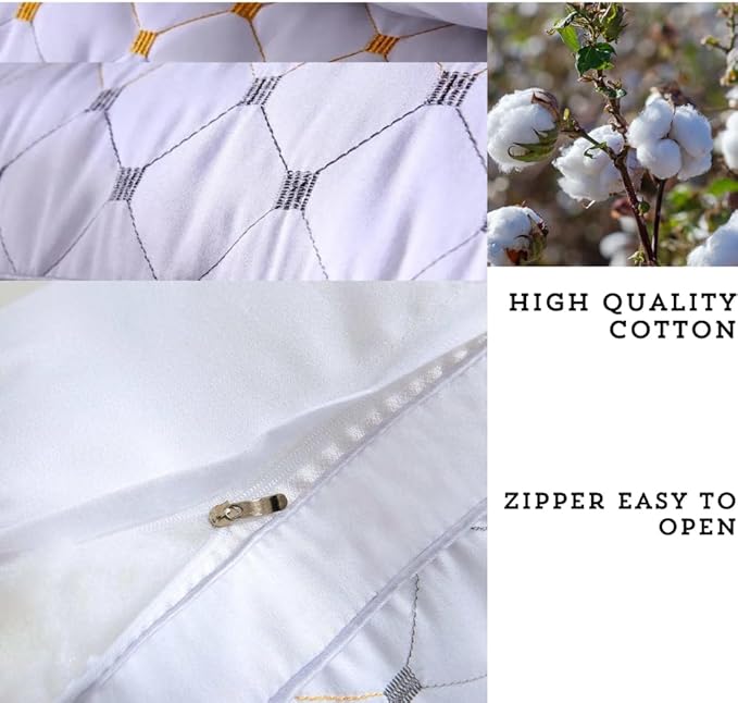 Bed Pillows (Queen Size) (Pillow Set of 2) Soft Down Luxurious Hotel Collection Gusseted Square Perfect Comfortable Soft Supportive Stomach Side Back-Sleepers Extraordinary Pain Relief