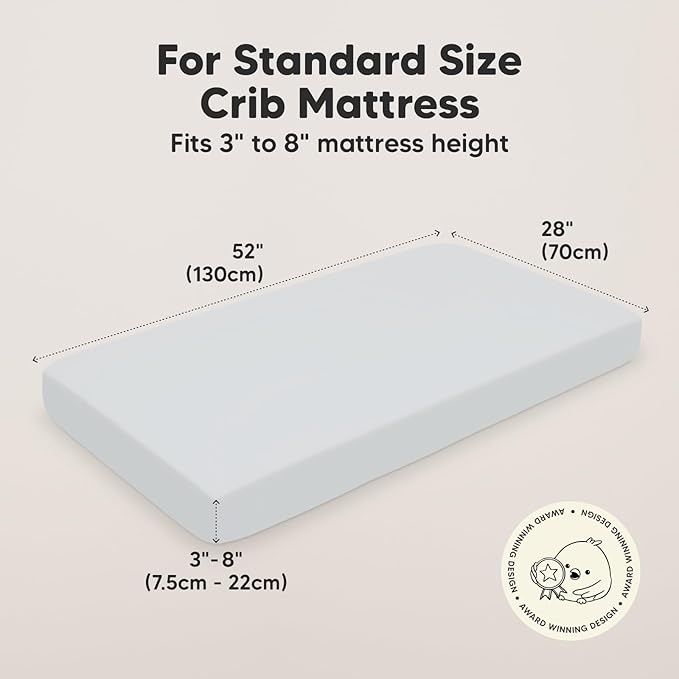 2-Pack Organic Crib Sheets for Boys, Girls - Jersey Fitted Crib Sheet, Baby Crib Sheets Neutral, Crib Mattress Sheet, Cotton Crib Sheets, Breathable Crib Sheet, Baby Mattress Sheets (Hazy Blue)