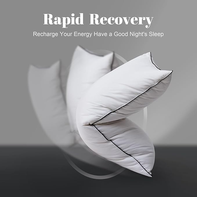 Soft Goose Down Pillows for Sleeping, 1 Pack Thin Hotel Feather Down Pillow with Airyfil™ Fillings, Flat Bed Pillow for Back, Stomach, Side Sleepers (King Size, 20×36 in.)