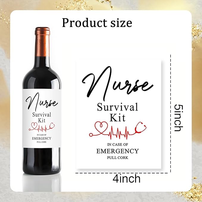24 Pcs Nurse Wine Labels, Nurses Nursing Graduation Party Decorations Gifts for Her Women, Nurse Appreciation Graduation Retirement Gifts, Nurse Survival Kit Wine Bottle Stickers Labels