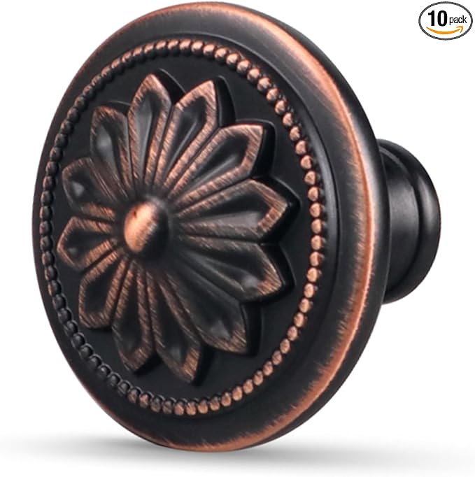 10 Pack Oil Rubbed Bronze Cabinet Dresser Drawer Knobs,1-2/5"Rustic Bronze Knobs Handles for Cabinets and Drawers Kitchen Knobs for Dresser Drawers Bathroom Cabinet Door Knobs Bronze