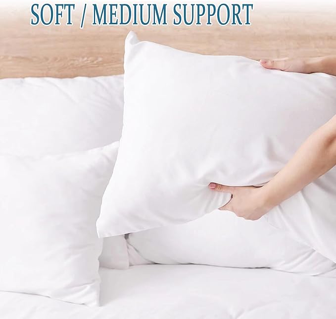 SILUI Pillows Queen Size Set of 4 Pack Soft Medium Support Hypoallergenic Plush Down Alternative Bed Pillow for Back, Stomach or Side Sleepers,20x30in