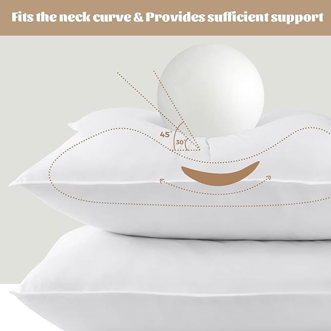 WOLKI Feather Down Alternative Pillows Queen Size Set of 2, 100% Soft Cotton Shell Bed Pillow, Hotel Sleeping Pillow for Back, Stomach or Side Sleepers 20x30