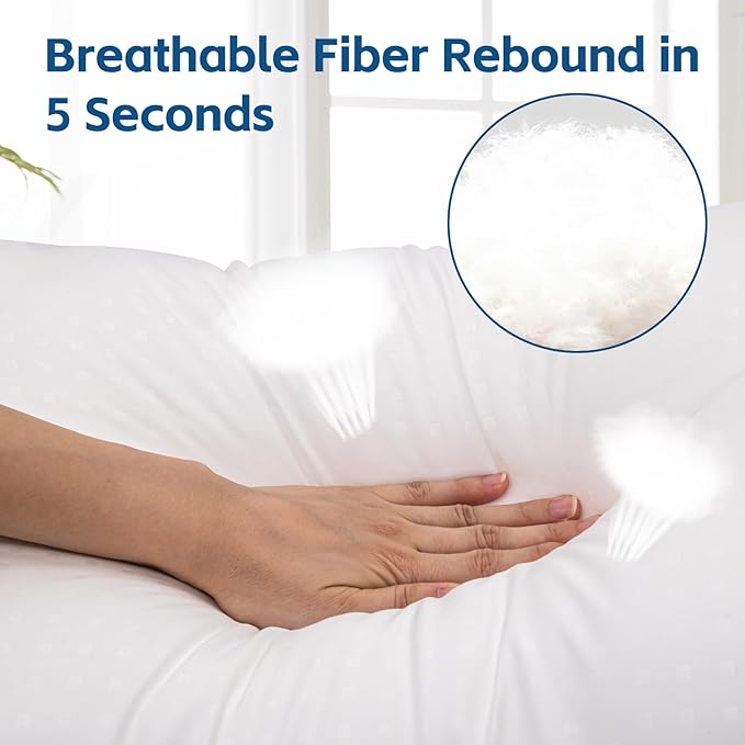 Wansimoo Bed Pillows for Sleeping Queen Size Set of 4,Comfortable Hotel Cooling Pillows 4 Pack, Soft & Support Pillows for Back, Stomach or Side Sleepers