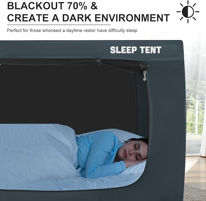 Bed Tent Twin Bed Canopy Dream Tents for Indoor Portable Blackout Tents Privacy Space Warm Breathable Sleeping Tents for Kids and Adult(Navy Blue,Mattress Not Included) Reducing Light